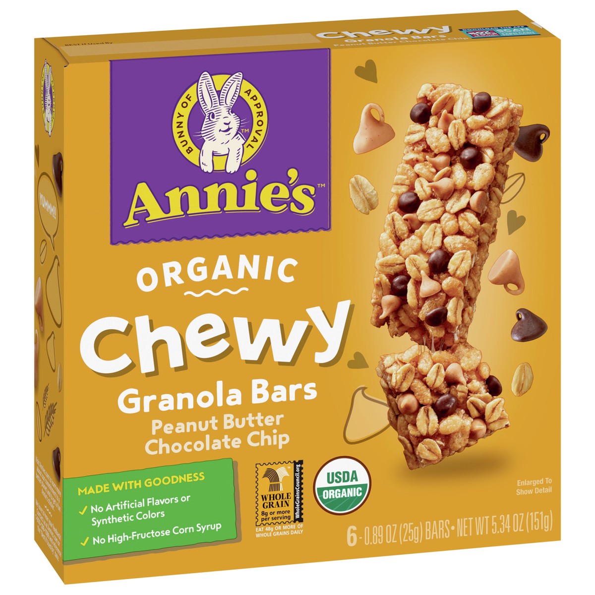 slide 2 of 9, Annie's Organic Chewy Granola Bars, Peanut Butter Chocolate Chip, 5.34 oz, 6 ct, 6 ct; 0.89 oz