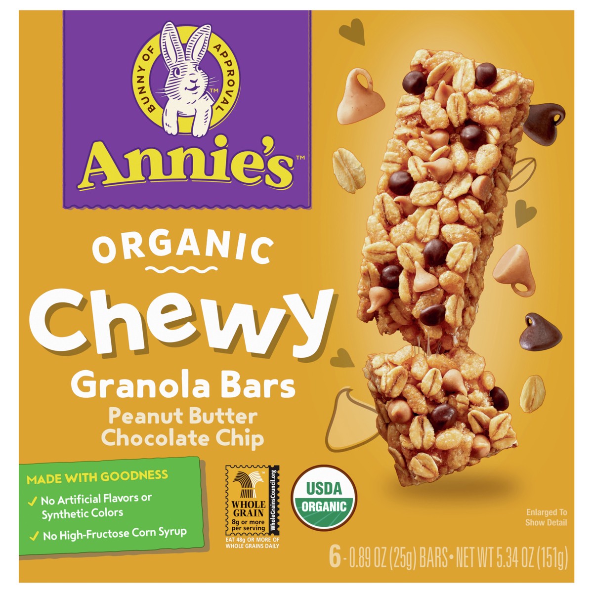 slide 1 of 9, Annie's Organic Chewy Granola Bars, Peanut Butter Chocolate Chip, 5.34 oz, 6 ct, 6 ct; 0.89 oz