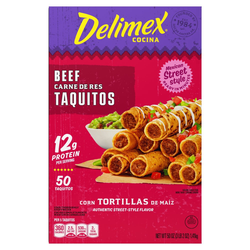 slide 1 of 1, Delimex Beef Corn Taquitos, 50 ct