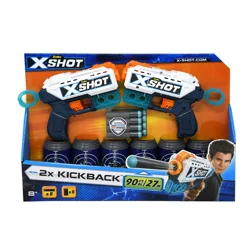 Zuru X-Shot 2X Kickback Foam Dart Blaster Combo Pack (8 Darts, 6 Cans), 8+