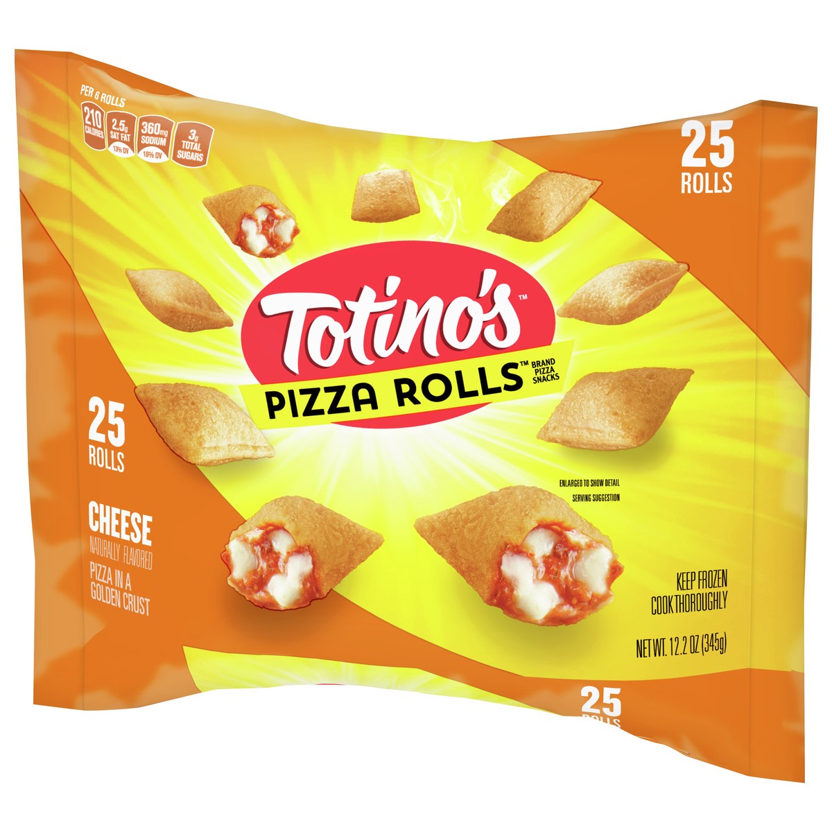 slide 5 of 9, Totino's Pizza Rolls, Cheese Flavored, Frozen Snacks, 12.2 oz, 25 ct, 25 ct