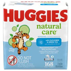 Huggies Natural Care Refreshing Baby Wipes, Scented, 3 Flip-Top Packs (168 Wipes Total)
