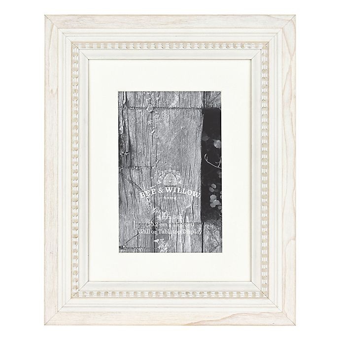 slide 1 of 4, Bee & Willow Home Bee & Willow Beaded Wood Matted Picture Frame - White, 4 in x 6 in