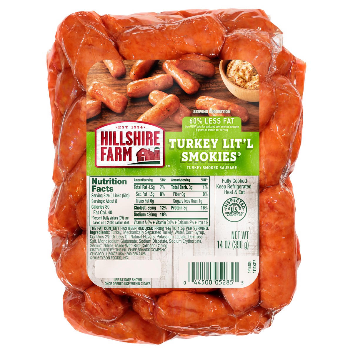 slide 2 of 7, Hillshire Farm Turkey Lit'l Smokies Smoked Sausage, 14 oz., 14 oz