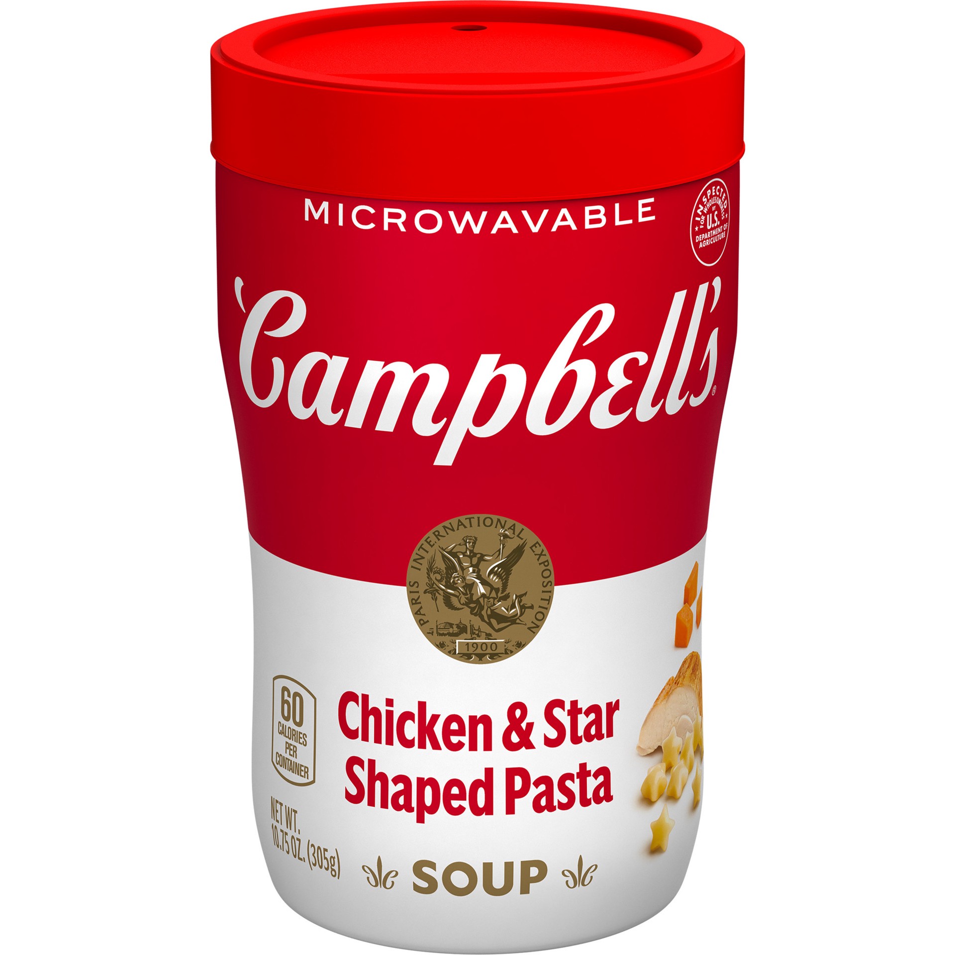 slide 1 of 8, Campbell's Sipping Soup, Chicken Soup & Star Shaped Pasta, 10.75 oz Microwavable Cup, 10.75 oz