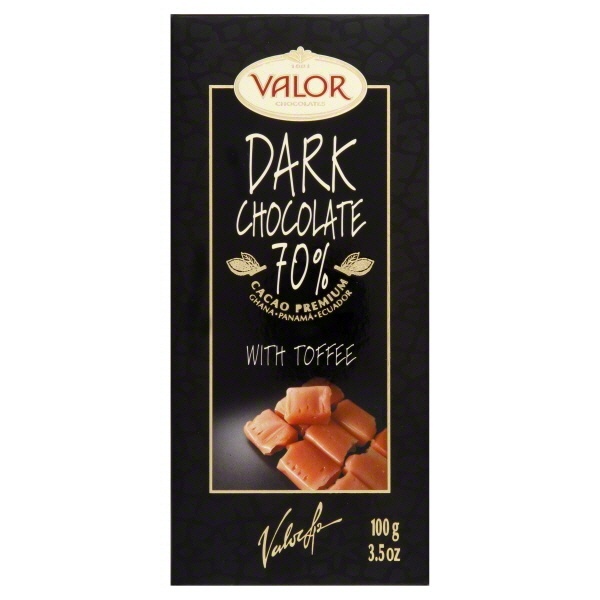 slide 1 of 1, Valor Dark Chocolate 70% Cocoa With Toffee Bar, 3.5 oz