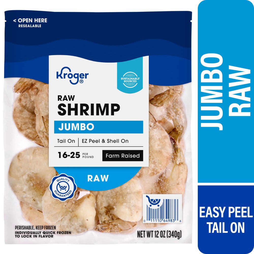 slide 1 of 5, Kroger® Jumbo Raw Shrimp Easy Peel Tail On, 12 oz