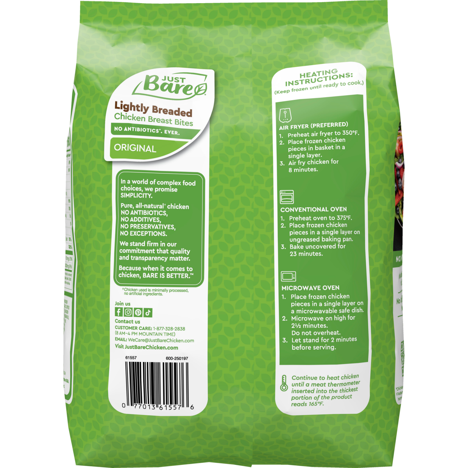 slide 6 of 8, Just BARE Lightly Breaded Chicken Breast Bites, 1.5 lb