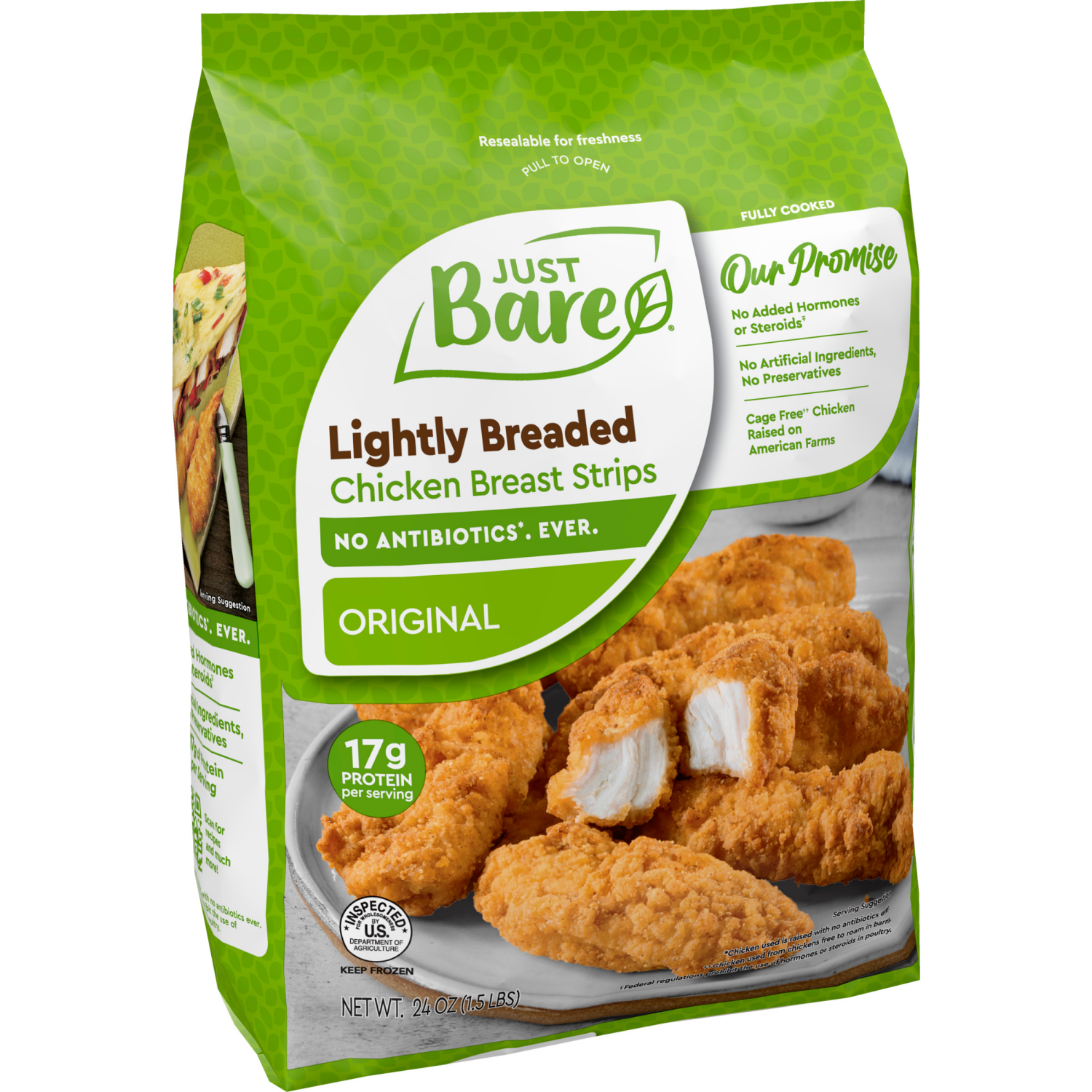 slide 5 of 8, Just BARE Lightly Breaded Chicken Breast Strips, 1.5 lb