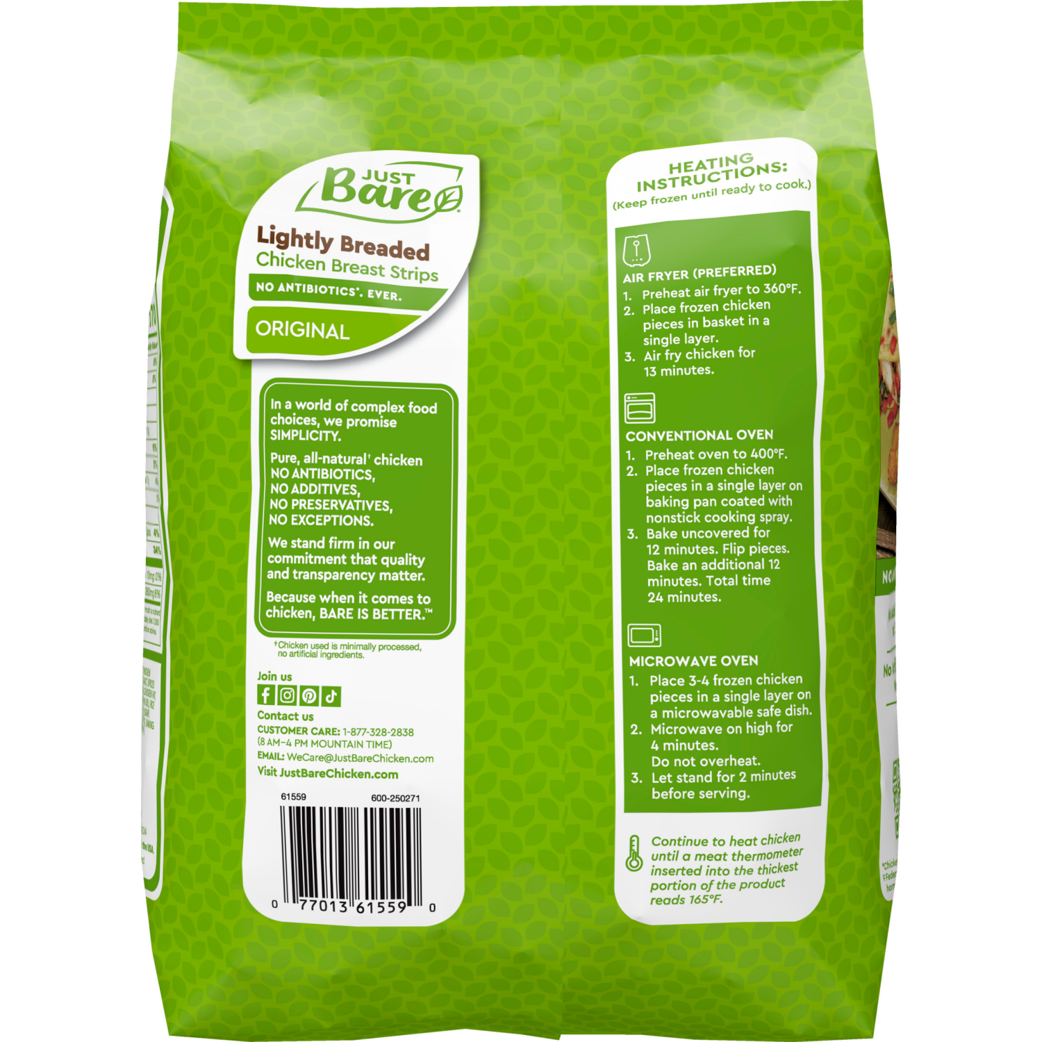 slide 6 of 8, Just BARE Lightly Breaded Chicken Breast Strips, 1.5 lb