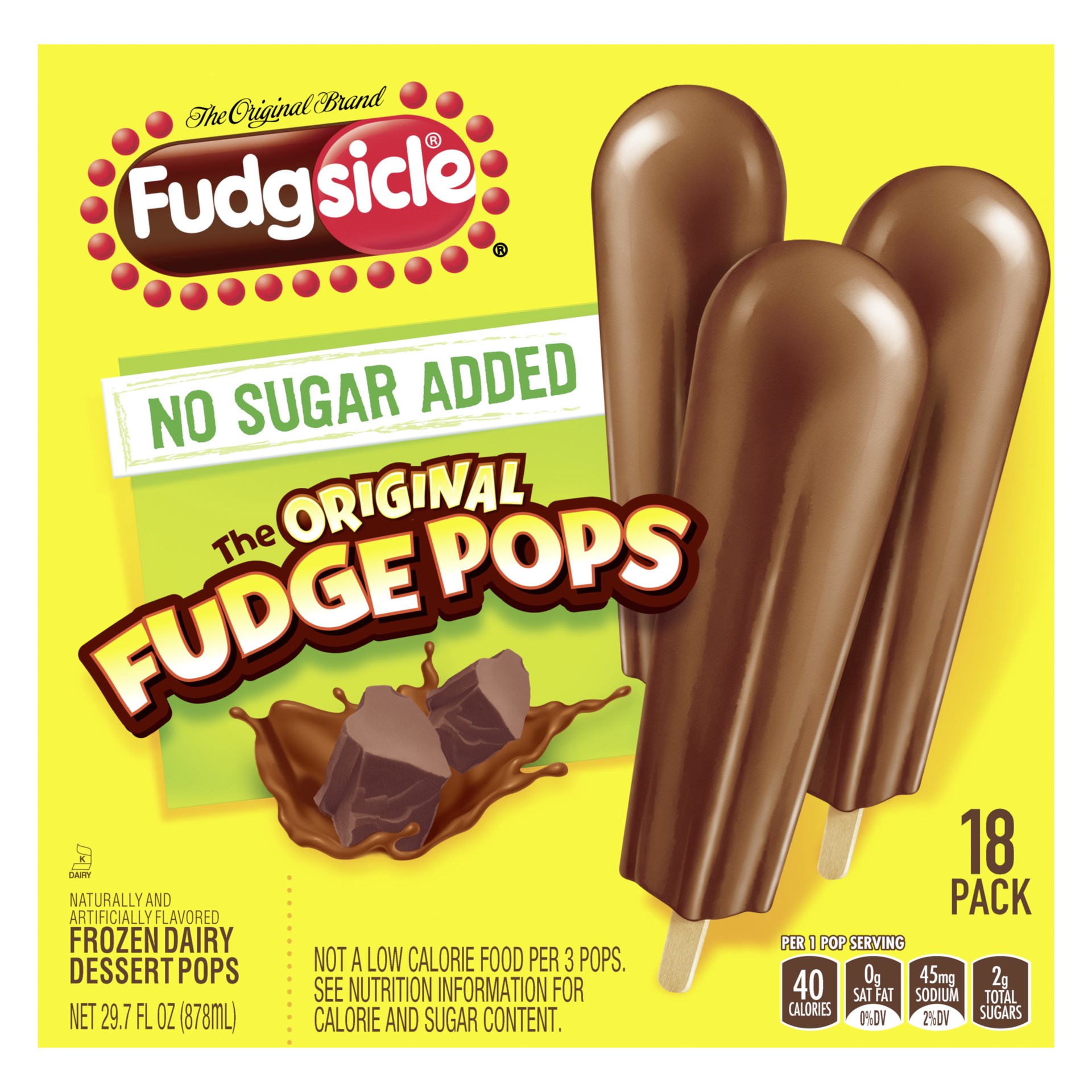slide 1 of 2, Fudgsicle No Sugar Added Original Fudge Pops, 29.7 oz