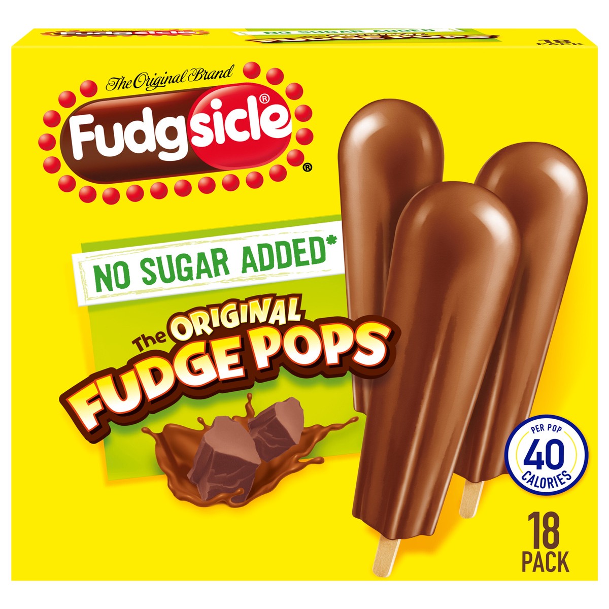 slide 1 of 2, Popsicle Fudgsicle Original Fudge Pops No Sugar Added, 29.7 oz, 18 Count , 29.7 oz