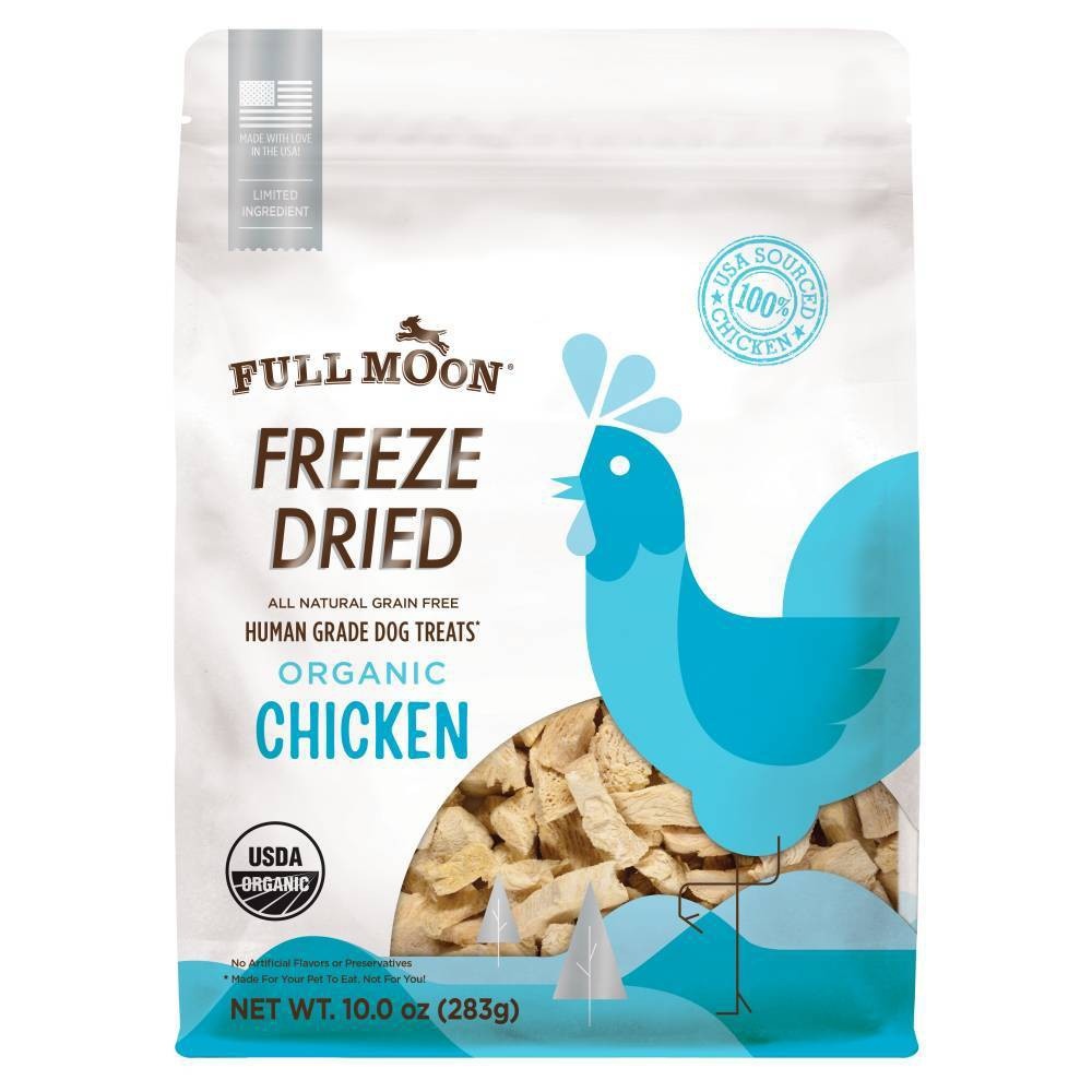 slide 1 of 3, Full Moon Freeze-Dried Chicken Dog Treat, 10 oz