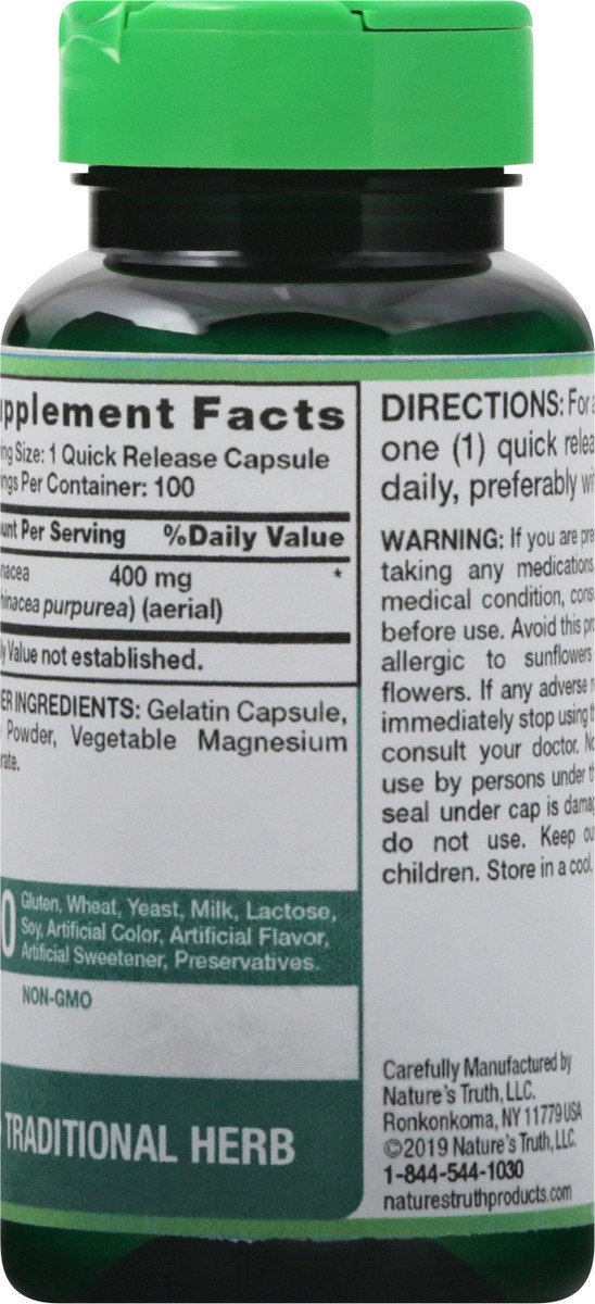 slide 3 of 9, Nature's Truth 400 mg Capsules Echinacea 100 ea, 100 ct; 400 mg