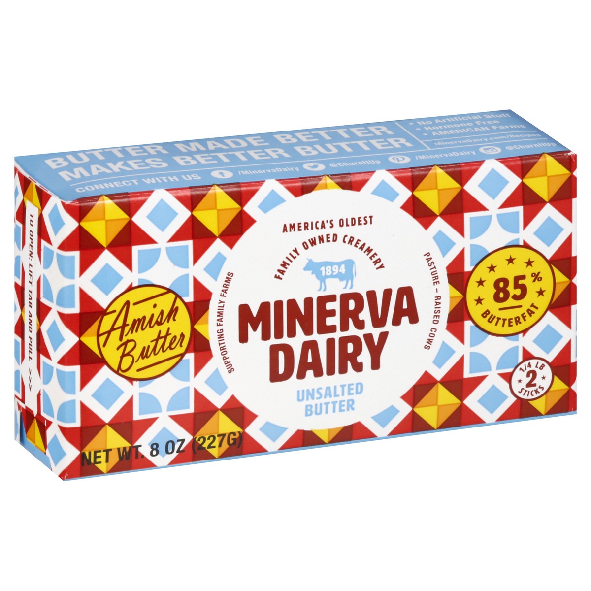 slide 2 of 9, Minerva Dairy Unsalted Butter 2 - 0.25 lb Sticks, 8 oz