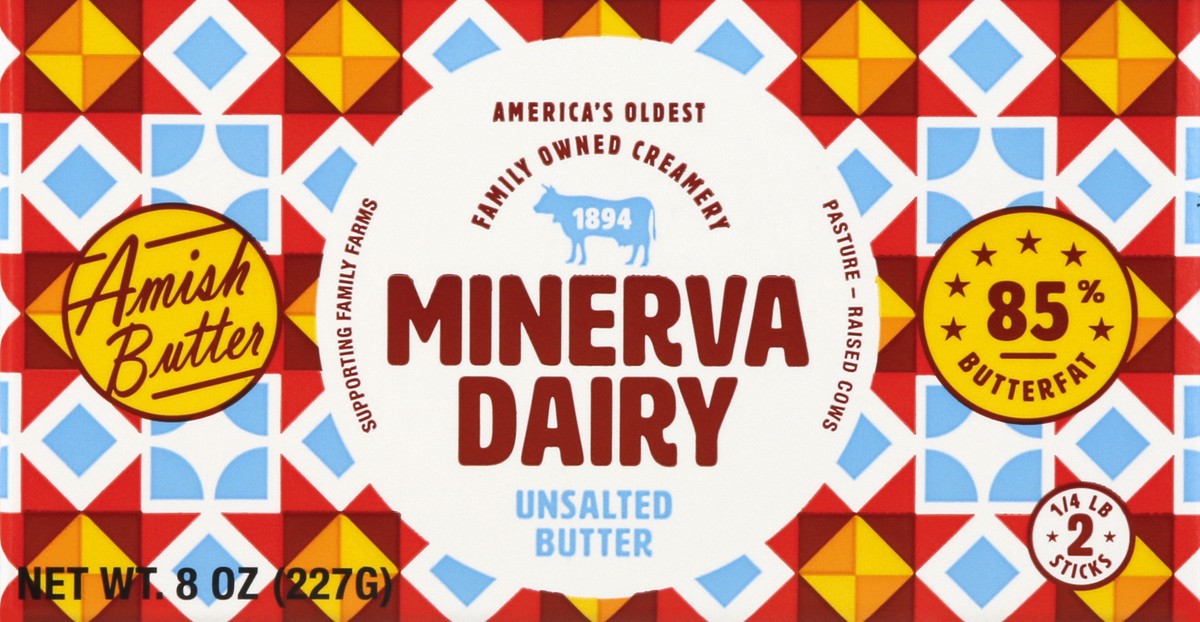 slide 4 of 9, Minerva Dairy Unsalted Butter 2 - 0.25 lb Sticks, 8 oz