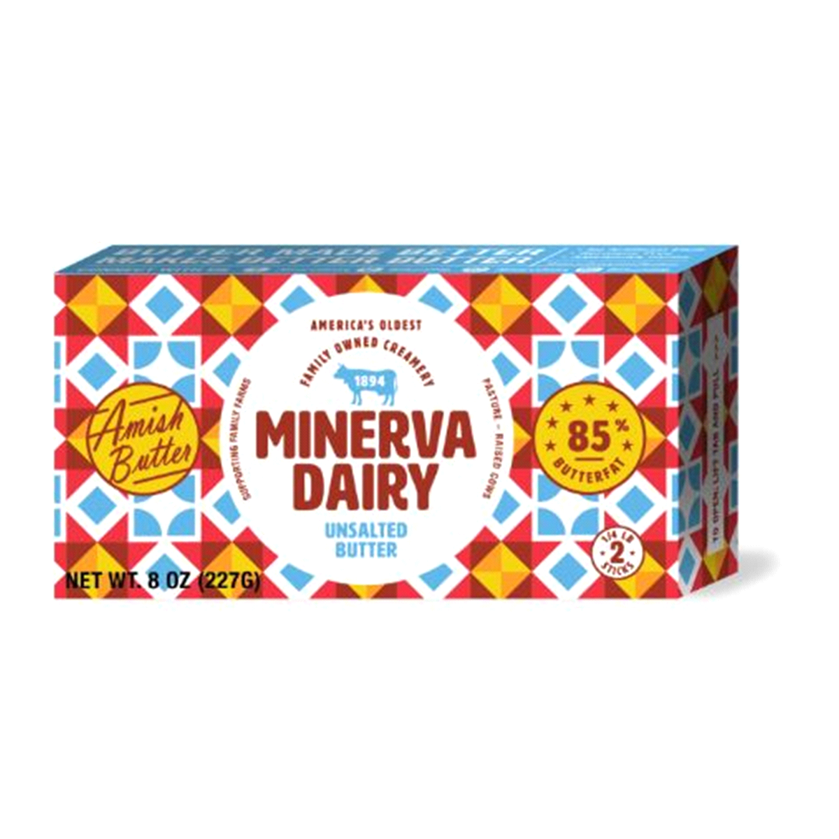 slide 1 of 1, Minerva Dairy Amish Butter 84% Unsalted, 8 oz