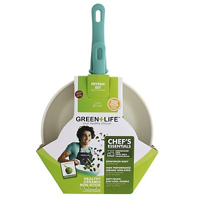 slide 1 of 1, GreenLifeThermalon Frying Pan Set - 2 Piece - Turquoise - 7/10 Inch, 1 set