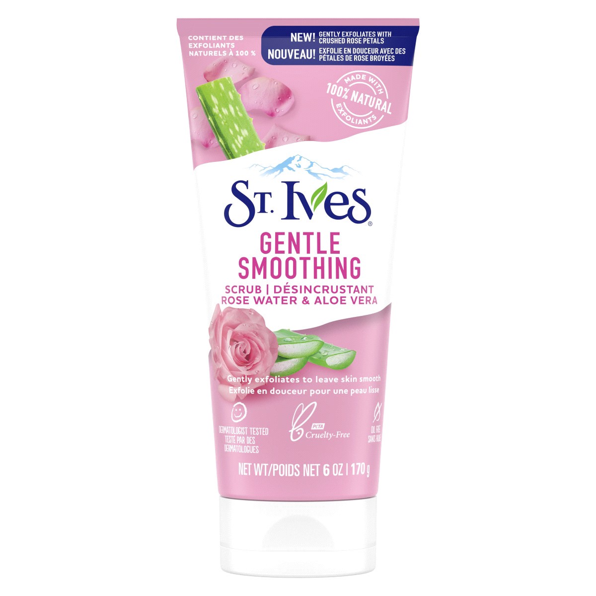 slide 6 of 9, St. Ives Gentle Smoothing Rosewater and Aloe Vera Facial Scrub, 6 oz