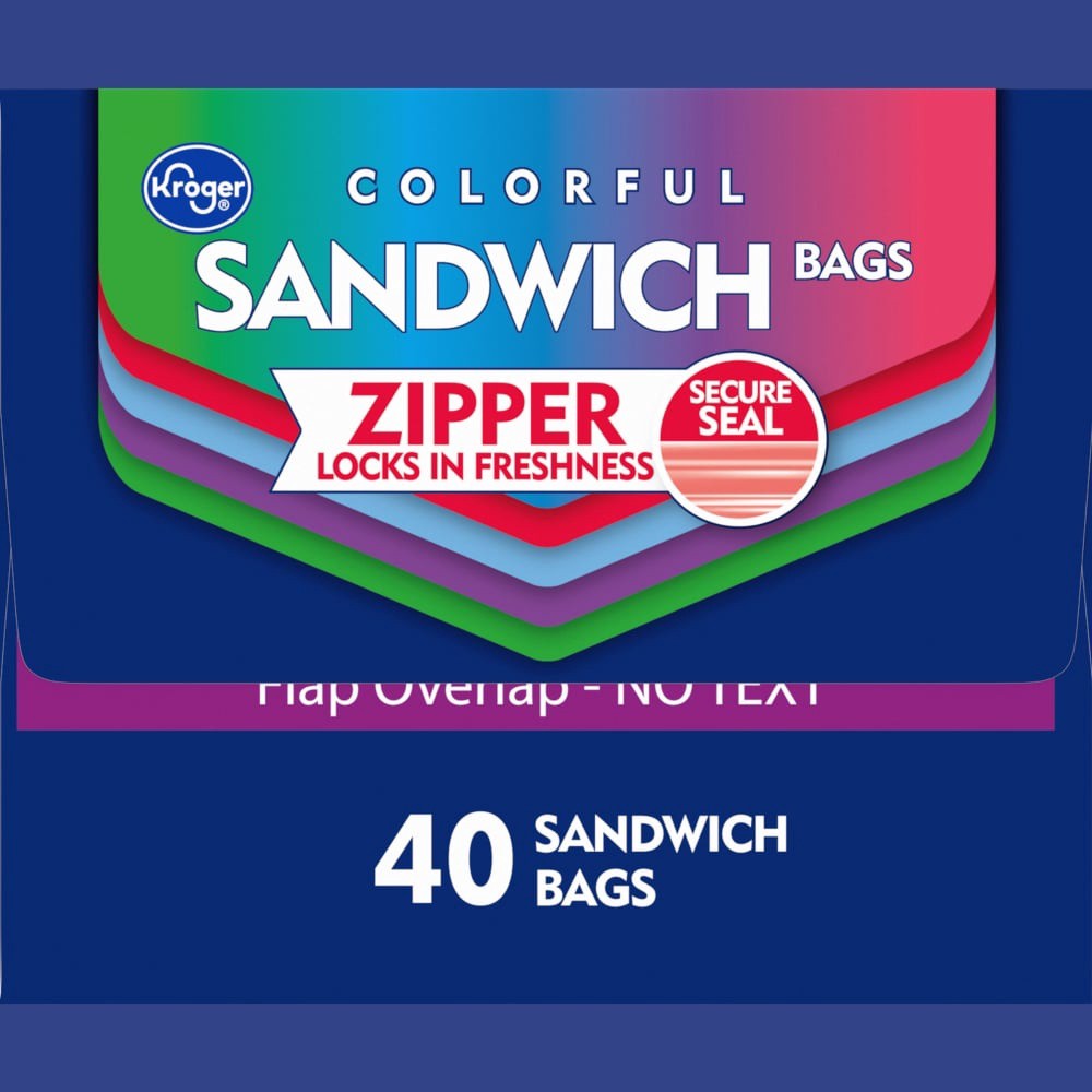 slide 3 of 6, Kroger Reclosable Colorful Assorted Sandwich Bags, 40 ct