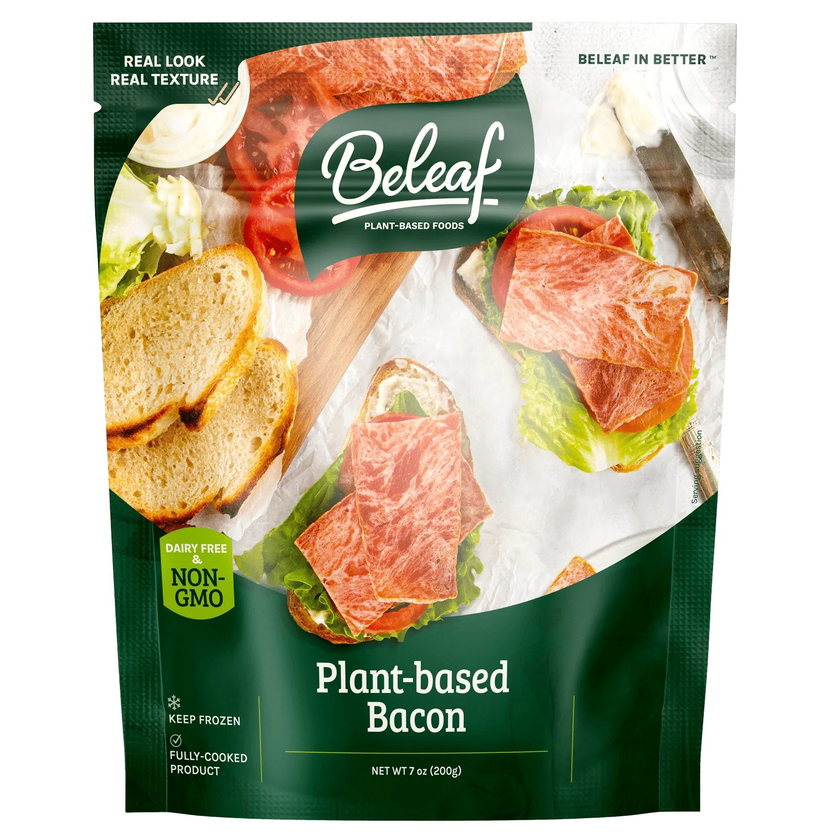slide 1 of 1, Beleaf Plant-Based Bacon, 7 oz