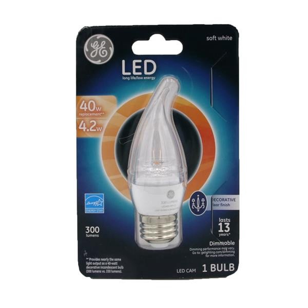 slide 1 of 1, GE LED 4-Watt (40-Watt) Soft White Decorative Clear Finish Light Bulb, 1 ct