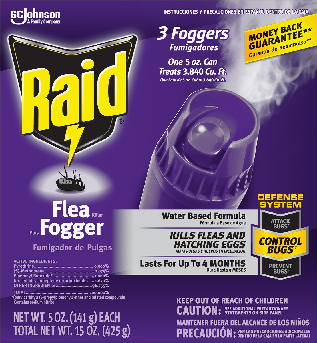 slide 7 of 7, Raid Plus Fogger Flea Killer 3 - 5 oz Foggers, 3 ct