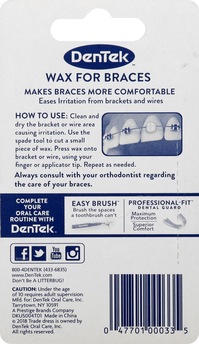 slide 6 of 10, DenTek Wax for Braces, Relief for Braces Irritation, Fresh Mint, 2 Pack, 2 ct