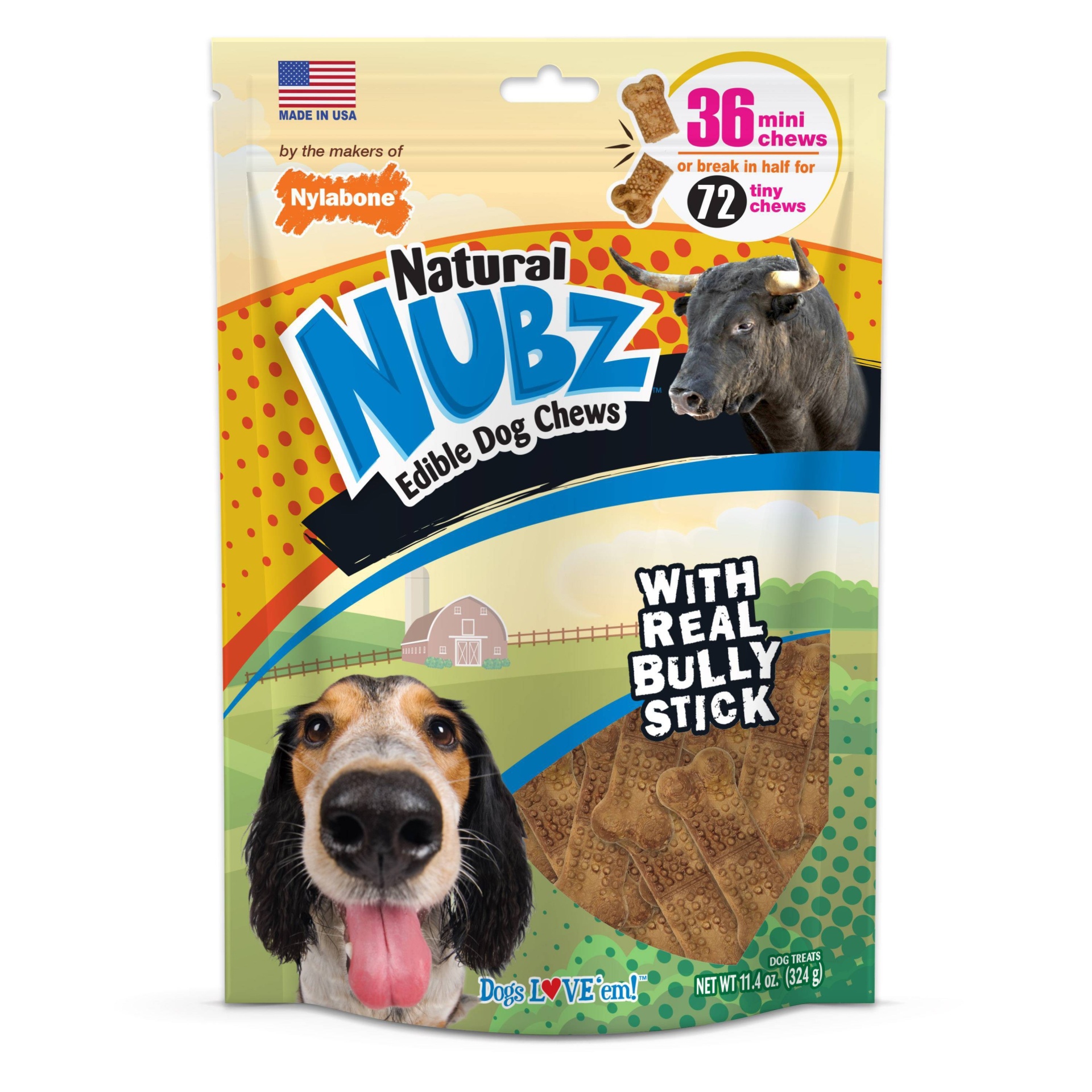 slide 1 of 3, Nylabone Nubz Bully Chew Dog Treat, 36 ct