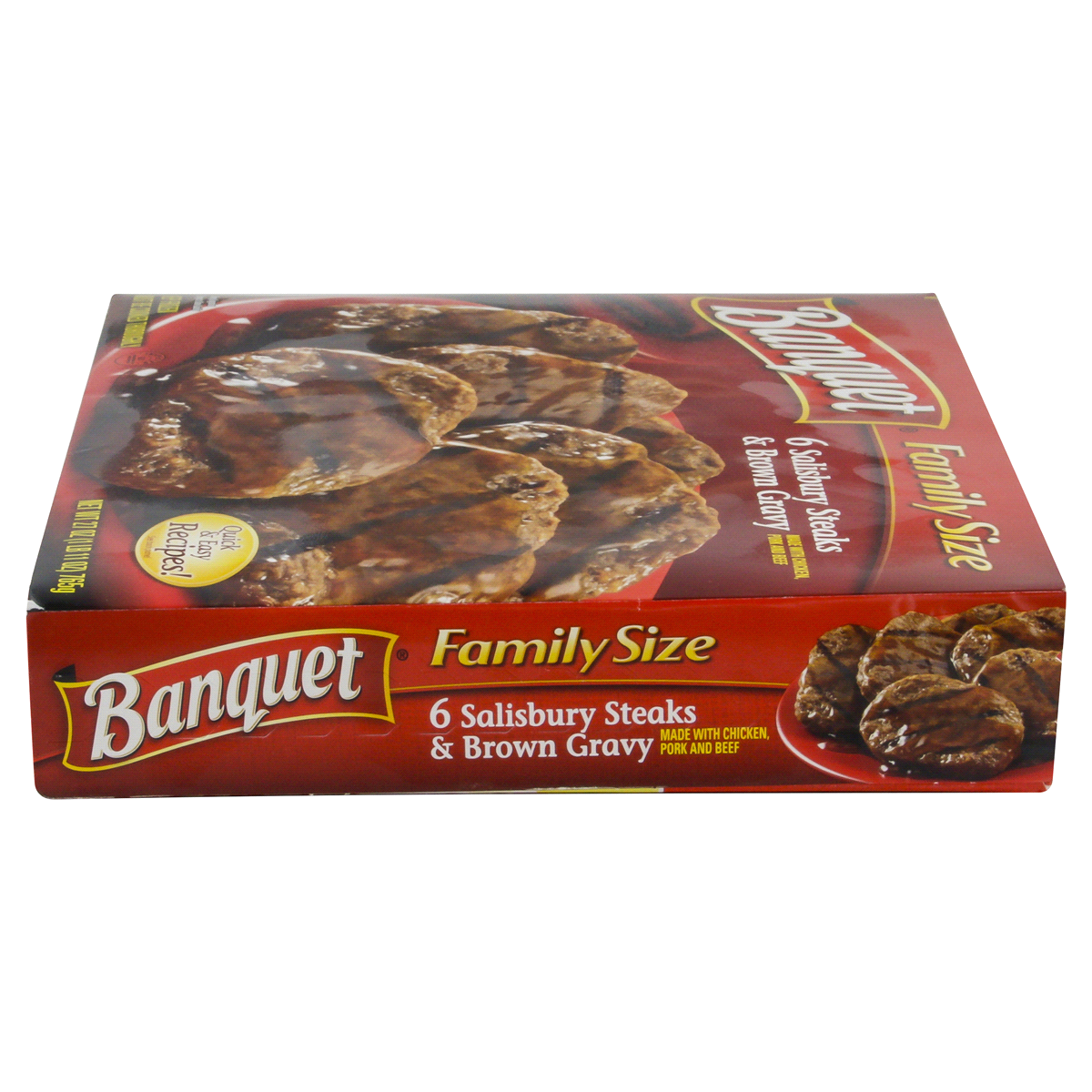 slide 3 of 6, Banquet Family Size Salisbury Steaks and Brown Gravy, Frozen Meal, 27 oz., 27 oz
