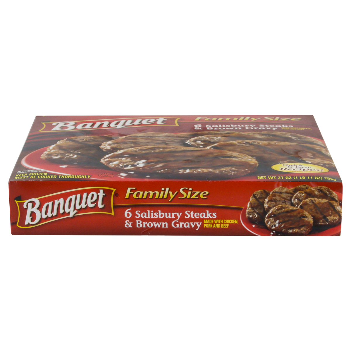 slide 4 of 6, Banquet Family Size Salisbury Steaks and Brown Gravy, Frozen Meal, 27 oz., 27 oz