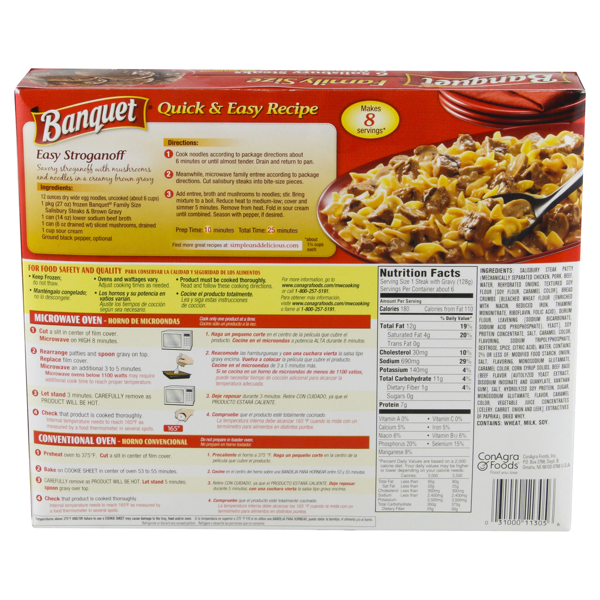 slide 6 of 6, Banquet Family Size Salisbury Steaks and Brown Gravy, Frozen Meal, 27 oz., 27 oz