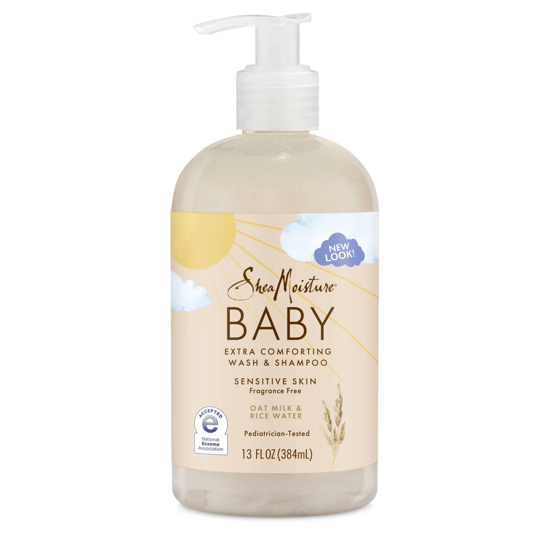 slide 1 of 5, SheaMoisture Baby Wash & Shampoo Oat Milk & Rice Water Extra Comforting Fragrance Free for Sensitive Skin - 13 fl oz, 13 fl oz