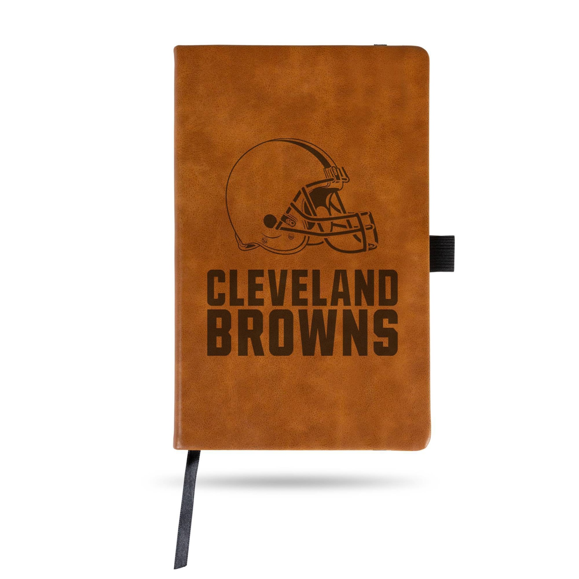 slide 1 of 3, NFL Cleveland Browns Laser Engraved Brown Leather Padfolio, 1 ct