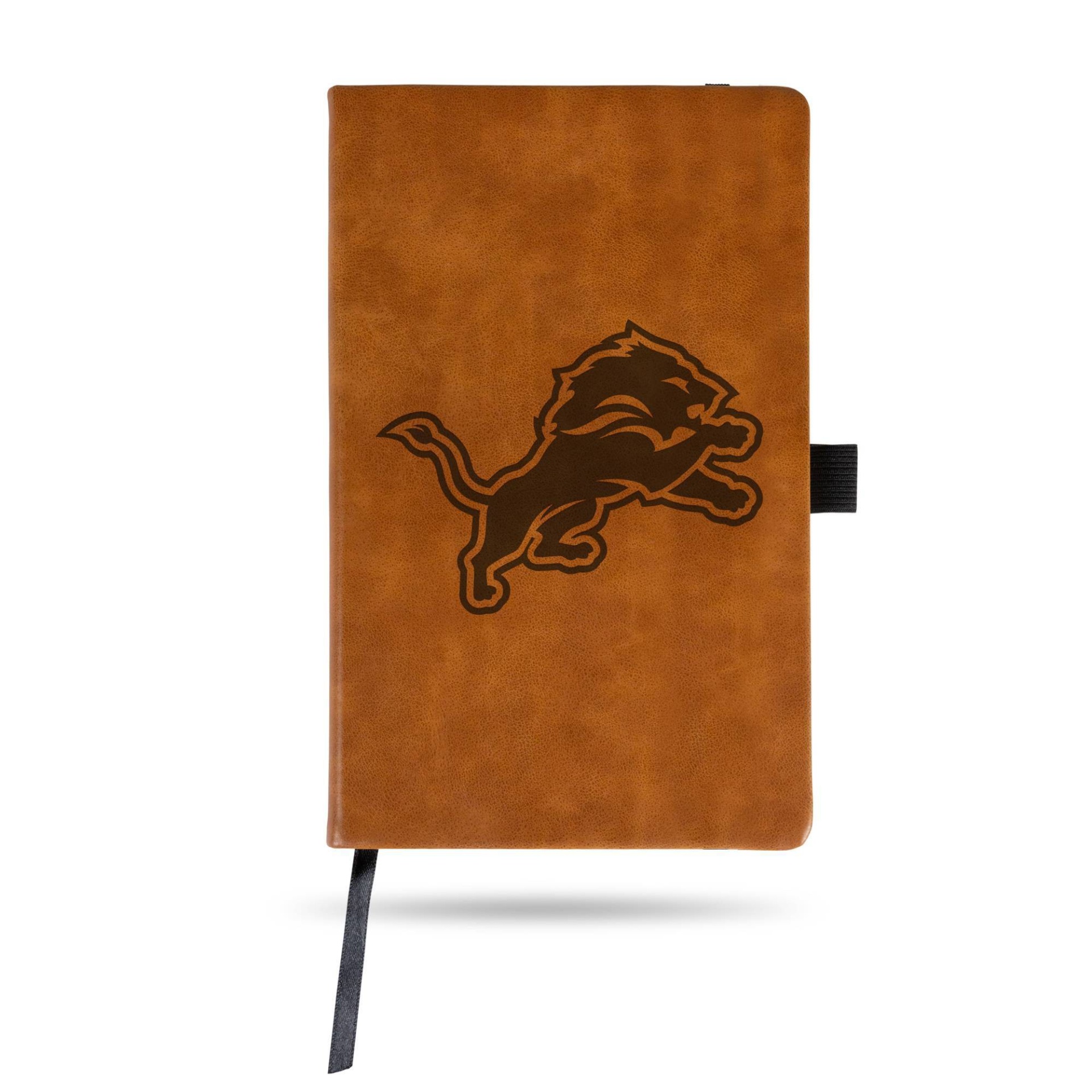 slide 1 of 3, NFL Detroit Lions Laser Engraved Brown Leather Padfolio, 1 ct