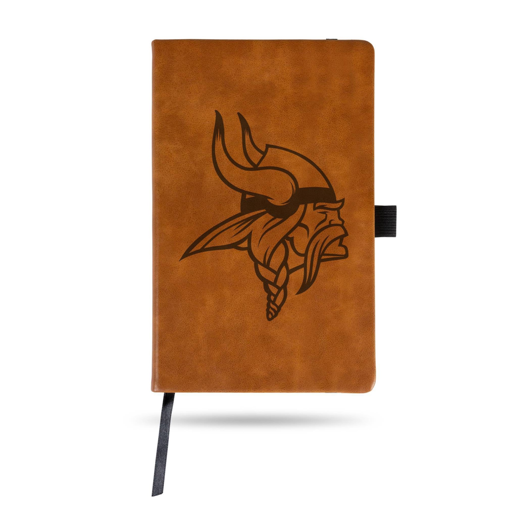 slide 1 of 3, NFL Minnesota Vikings Laser Engraved Brown Leather Padfolio, 1 ct