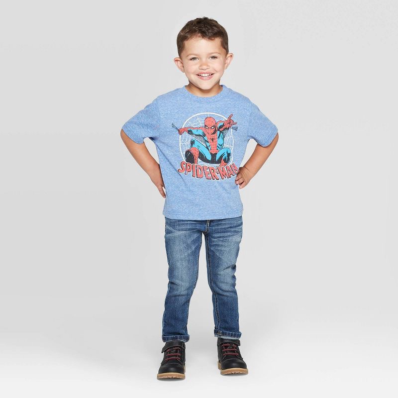 slide 3 of 3, Toddler Boys' Disney Spider-Man Short Sleeve Graphic T-Shirt - Heather Blue 5T, 1 ct