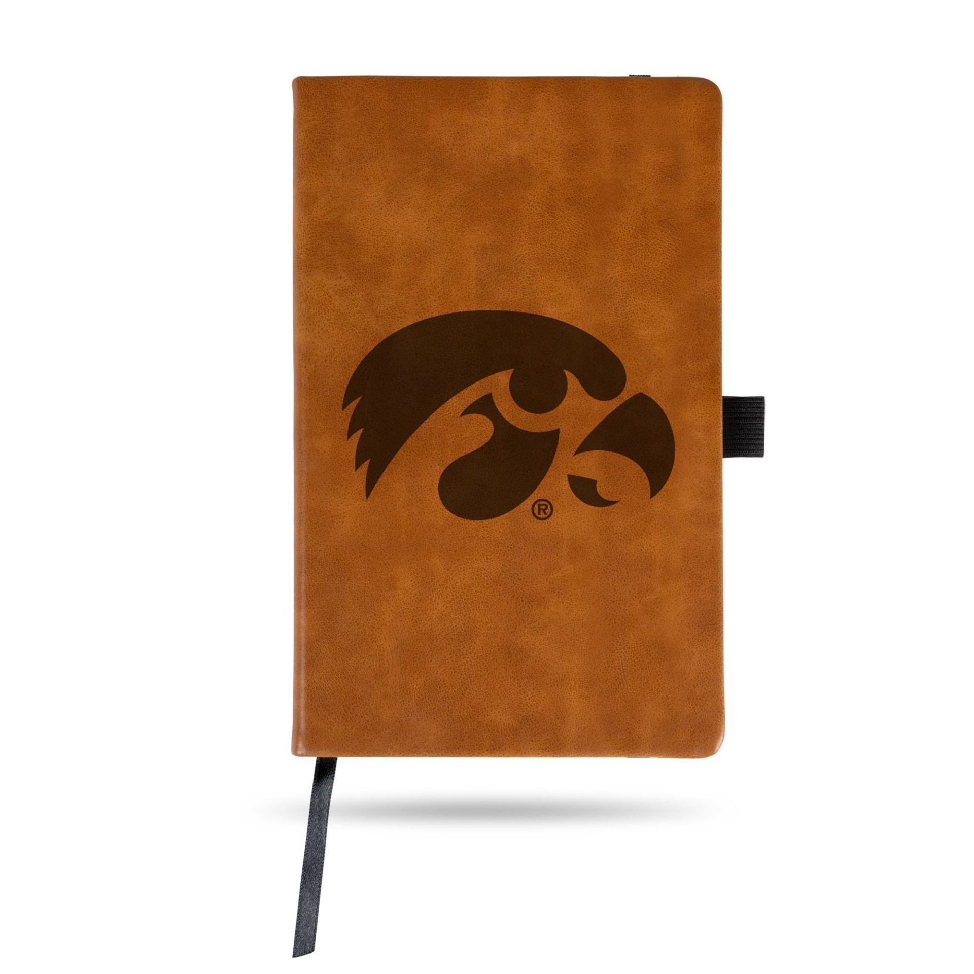 slide 1 of 1, NCAA Iowa Hawkeyes Laser Engraved Brown Leather Padfolio, 1 ct