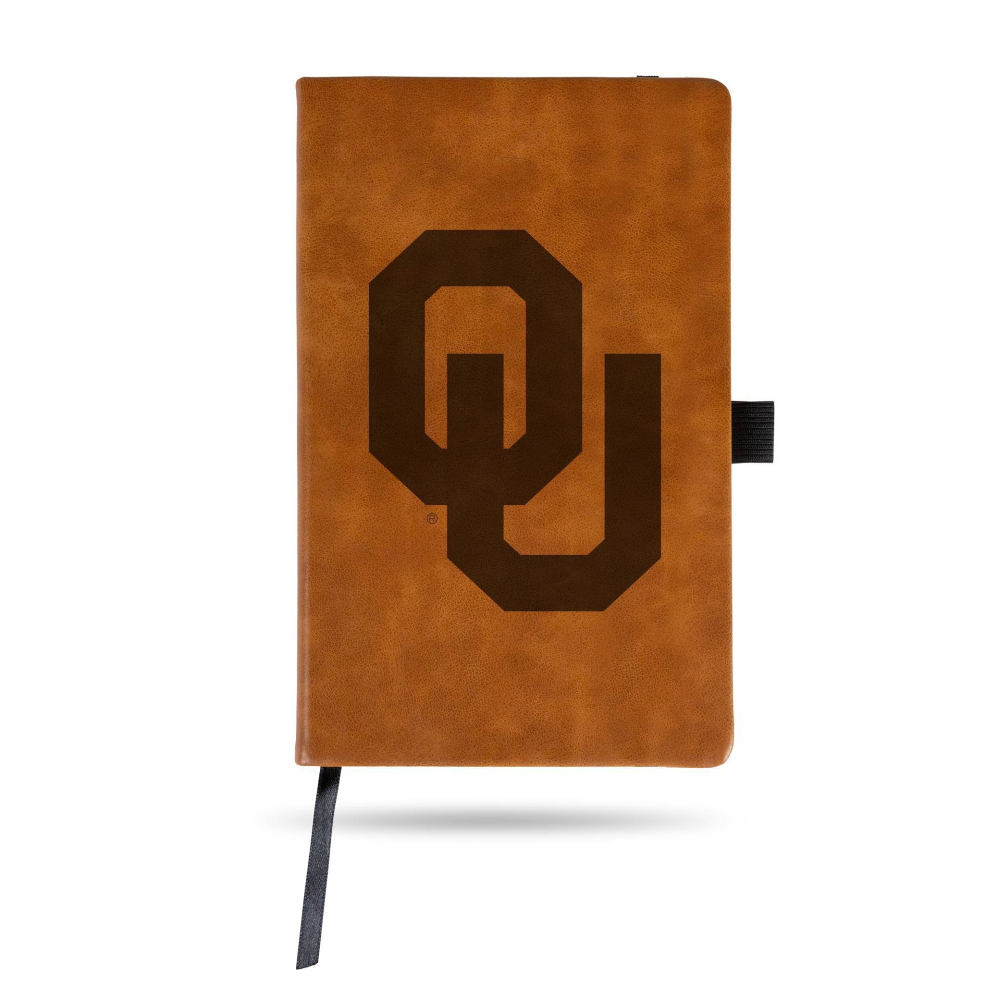 slide 1 of 1, NCAA Oklahoma Sooners Laser Engraved Brown Leather Padfolio, 1 ct