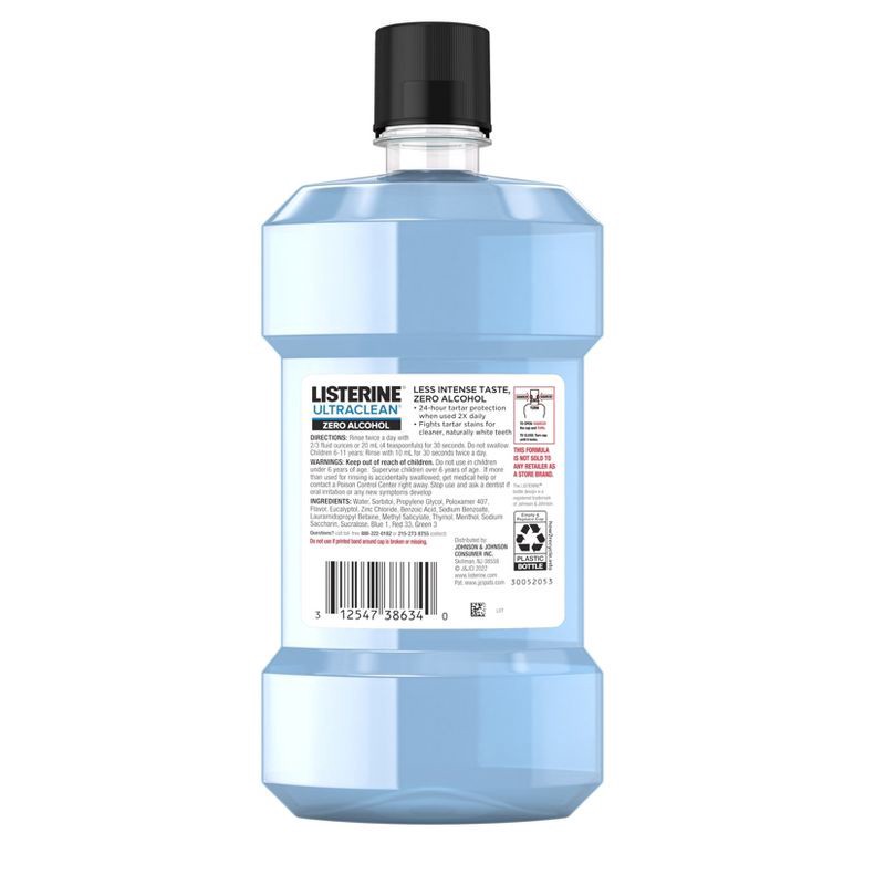 slide 2 of 8, Listerine Ultraclean Zero Alcohol Tartar Control Mouthwash Arctic Mint - 500ml, 500 ml