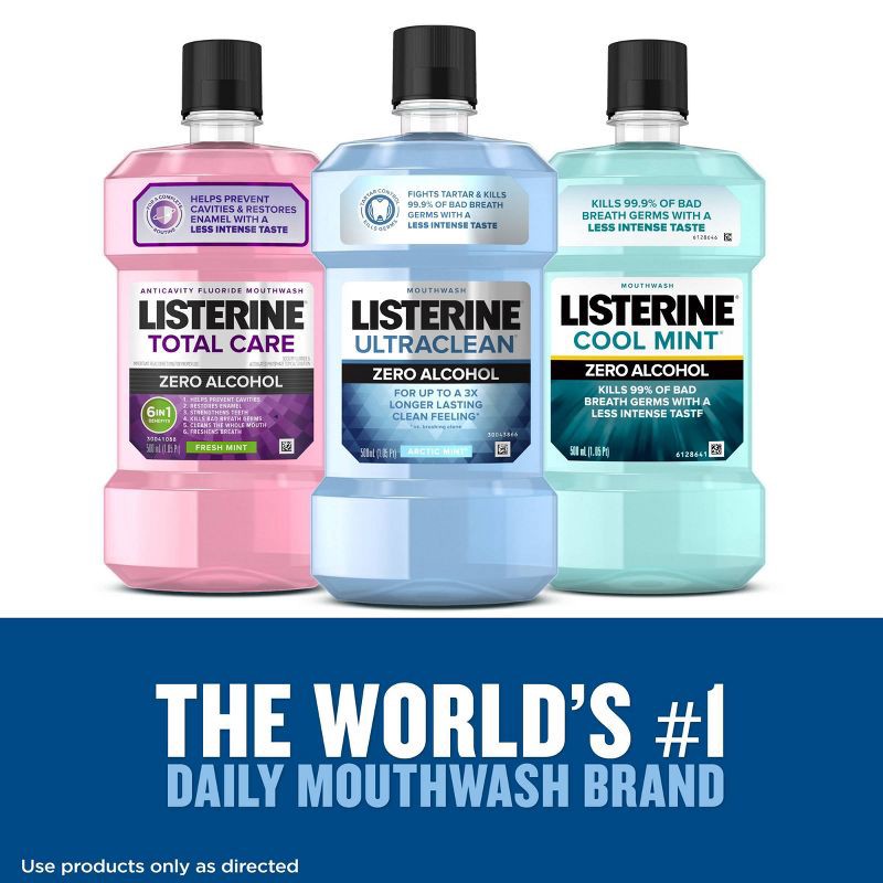 slide 5 of 8, Listerine Ultraclean Zero Alcohol Tartar Control Mouthwash Arctic Mint - 500ml, 500 ml