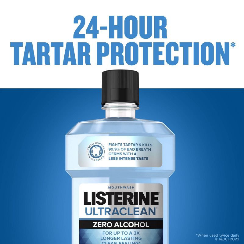 slide 6 of 8, Listerine Ultraclean Zero Alcohol Tartar Control Mouthwash Arctic Mint - 500ml, 500 ml