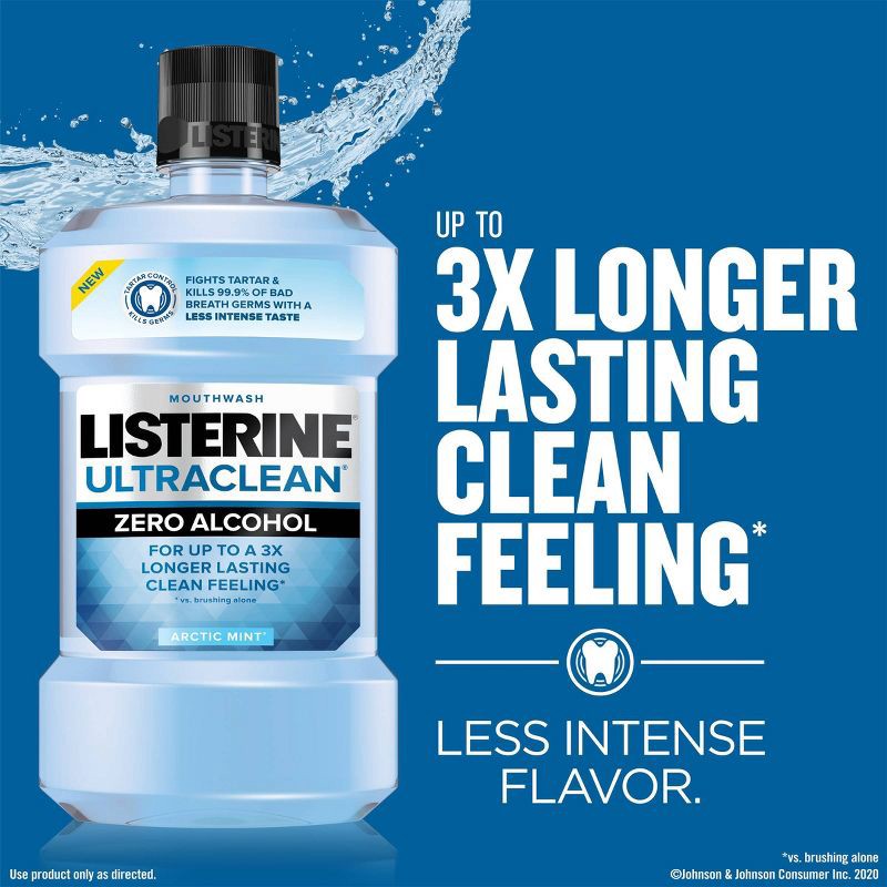 slide 7 of 8, Listerine Ultraclean Zero Alcohol Tartar Control Mouthwash Arctic Mint - 500ml, 500 ml
