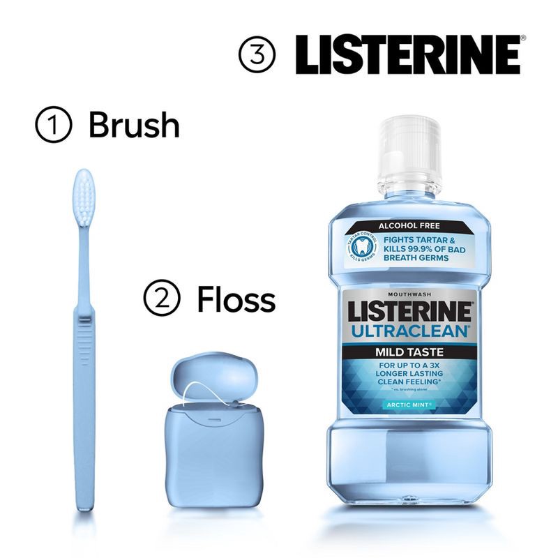 slide 8 of 10, Listerine Ultraclean Zero Alcohol Tartar Control Mouthwash Arctic Mint - 500ml, 500 ml
