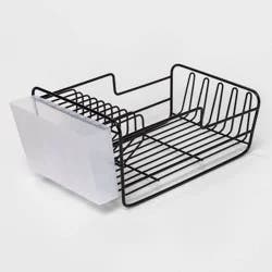 17" x 6.9" x 9.5" Space Saver Dish Rack with Utensil Tray Black - Threshold
