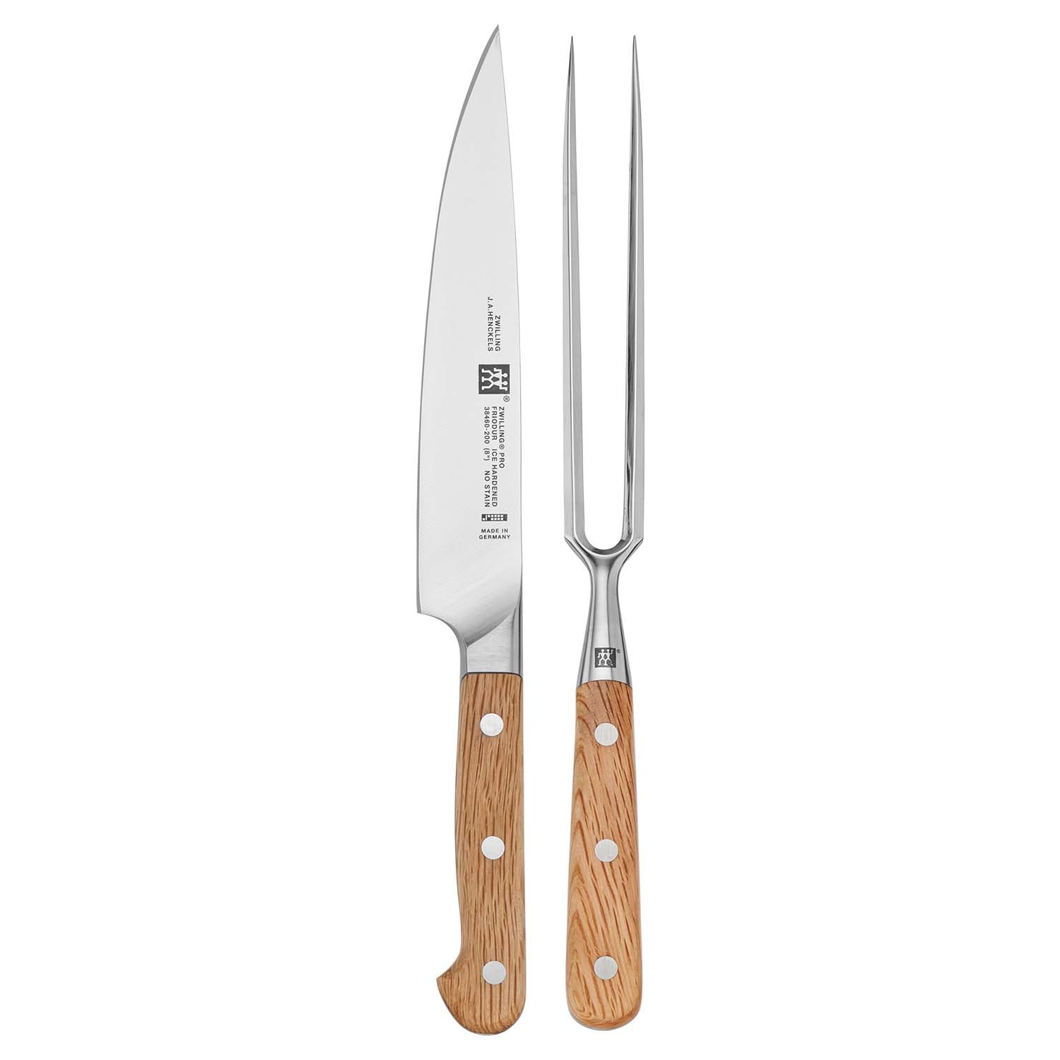 slide 1 of 1, Zwilling Pro Holm Oak Carving Knife & Fork Set, 2 ct