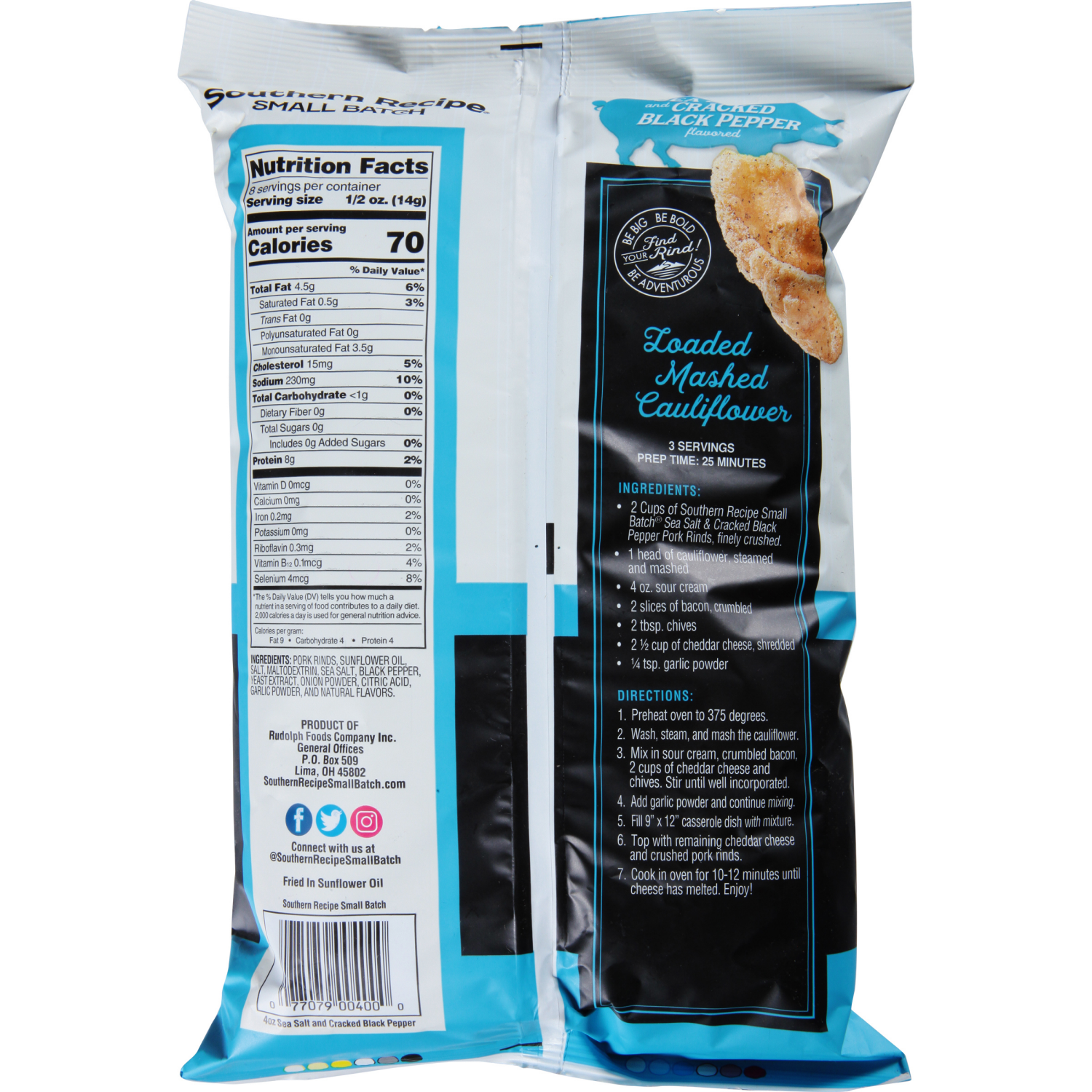 slide 2 of 2, Southern Recipe Sea Salt and Cracked Black Pepper Flavored Pork Rinds 4 oz, 4 oz