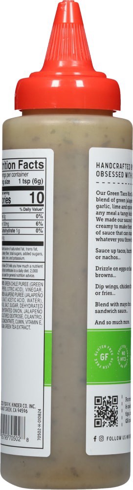 slide 4 of 4, Kinder's Green Taco Hot Sauce with Jalapeno & Lime, 9 oz