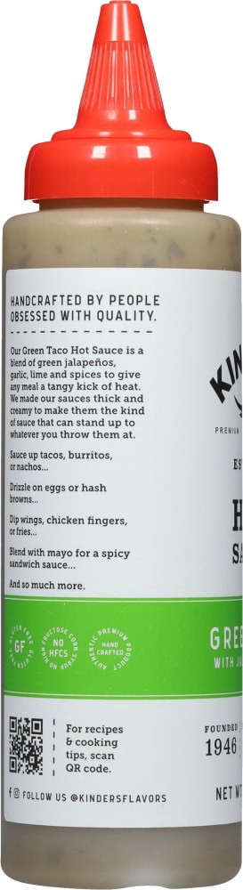 slide 3 of 4, Kinder's Green Taco Hot Sauce with Jalapeno & Lime, 9 oz