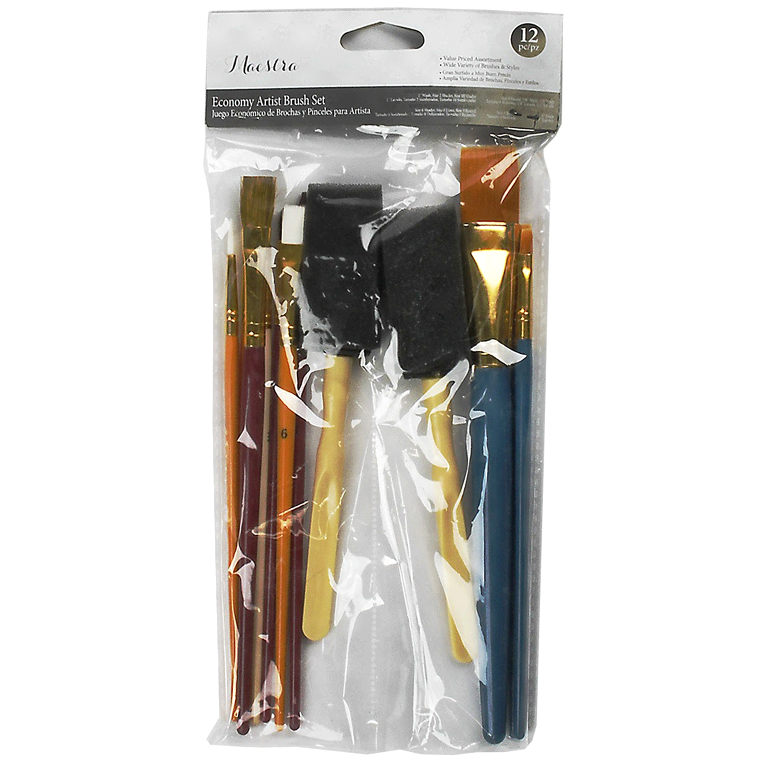 slide 1 of 2, Linzer Maestra Economy Artist Brush Set, 12 ct